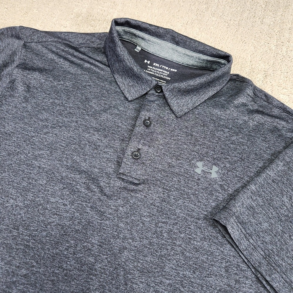 Under Armour Playoff Polo Men XXL Gray Performance Quick Dry Golf Stretch